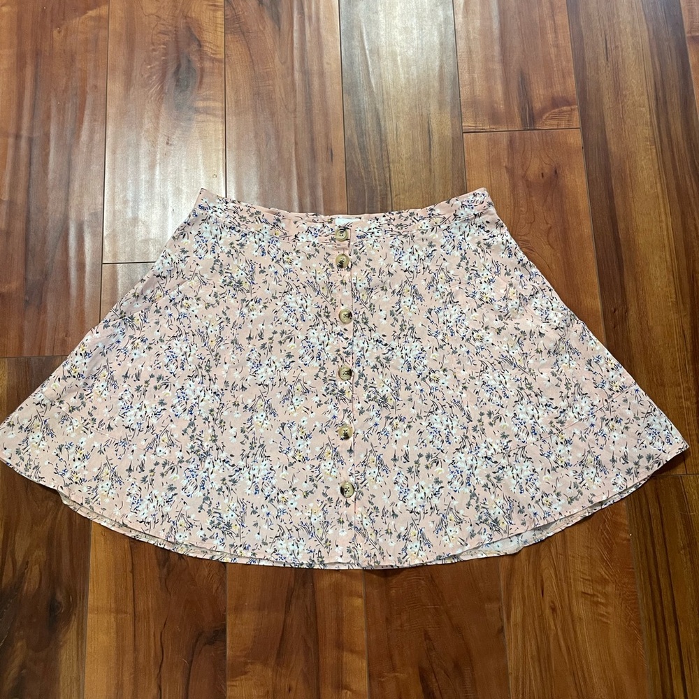 Oh Polly Floral Button-Down Skater Skirt